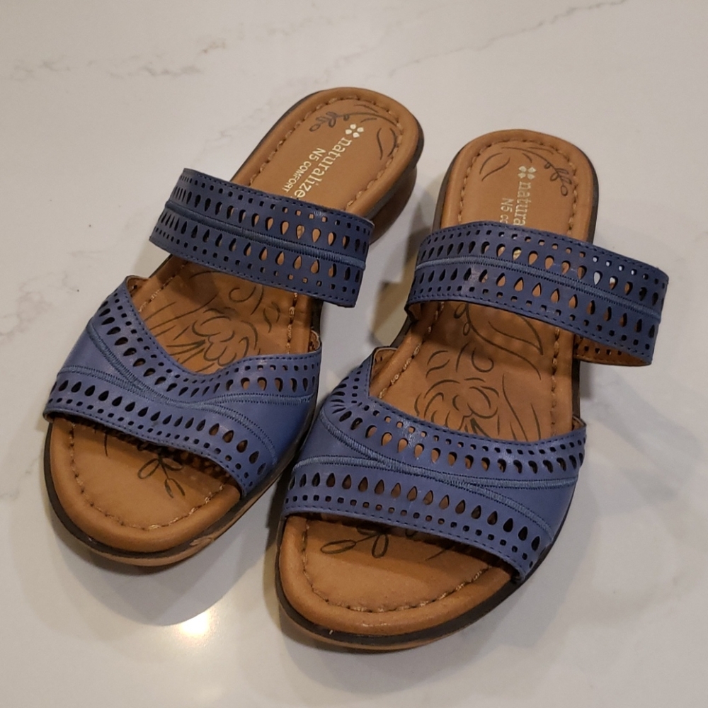 NATURALIZER 7.5 blue leather sandal - Picture 6 of 6